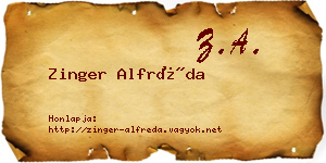Zinger Alfréda névjegykártya